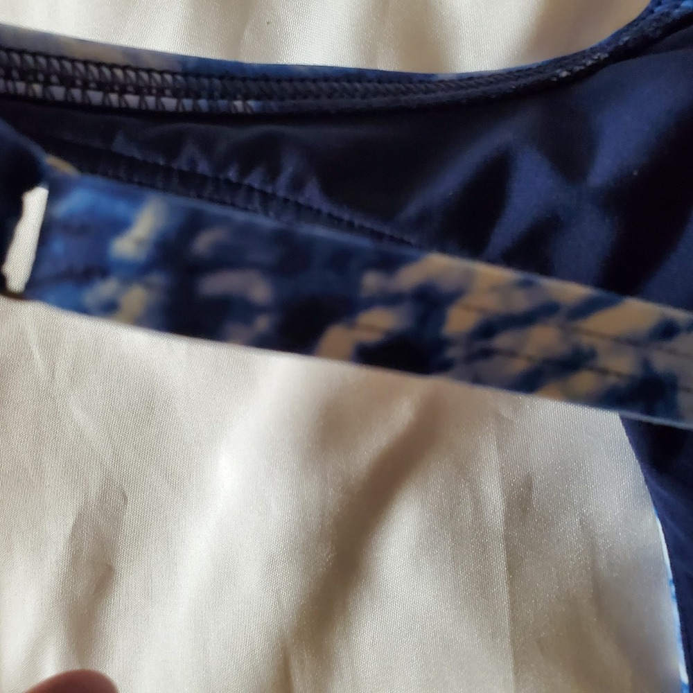 Lands End Size 6 Swim Tankini‎ Top Blue Tie Dye Square Neck UPF50 Underwire - Picture 5 of 7